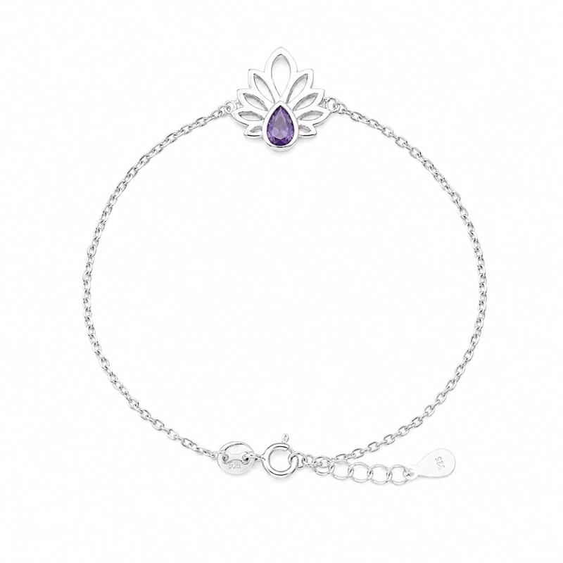 PULSERA MUJER FLOR DE LOTO PLATA LEY 925