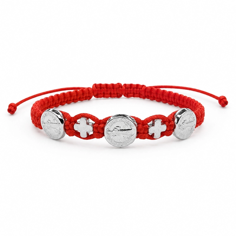 PULSERA HILO ROJO SAN BENITO CRUZ PROTECCION