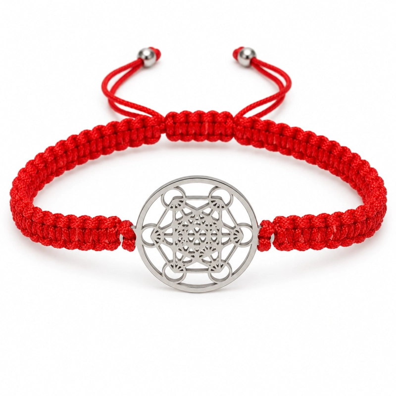 PULSERA HILO ROJO CUBO DE METATRON AMULETO PROTECCION - 1