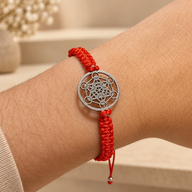 PULSERA HILO ROJO CUBO DE METATRON AMULETO PROTECCION - 2