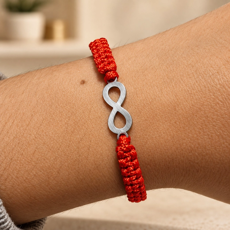 PULSERA HILO ROJO INFINITO ACERO INOXIDABLE - 1