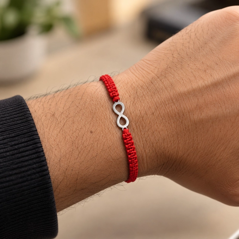 PULSERA HILO ROJO INFINITO ACERO INOXIDABLE - 2