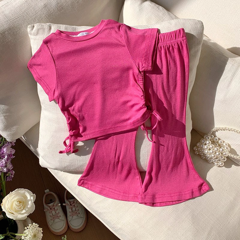 CONJUNTO DE POLERA + PANTALON DE PATA ANCHA PARA NIÑAS PRIMAVERA VERANO - 2