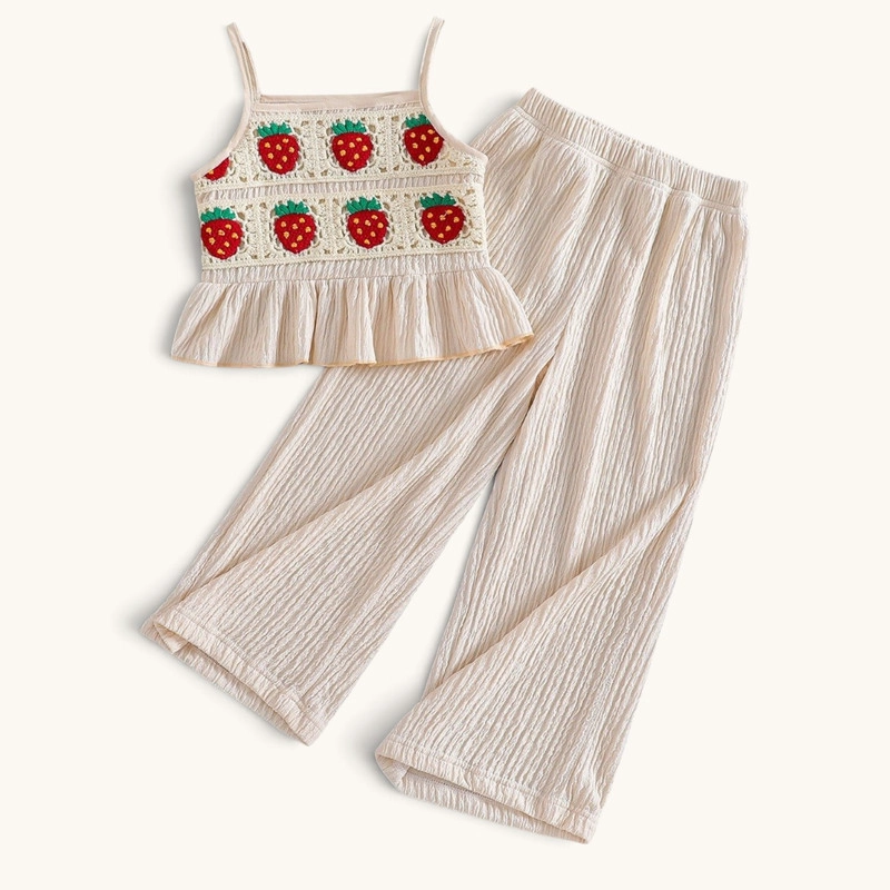 CONJUNTO DE TOP CON TIRANTES + PANTALON PARA NIÑAS PRIMAVERA VERANO - 1