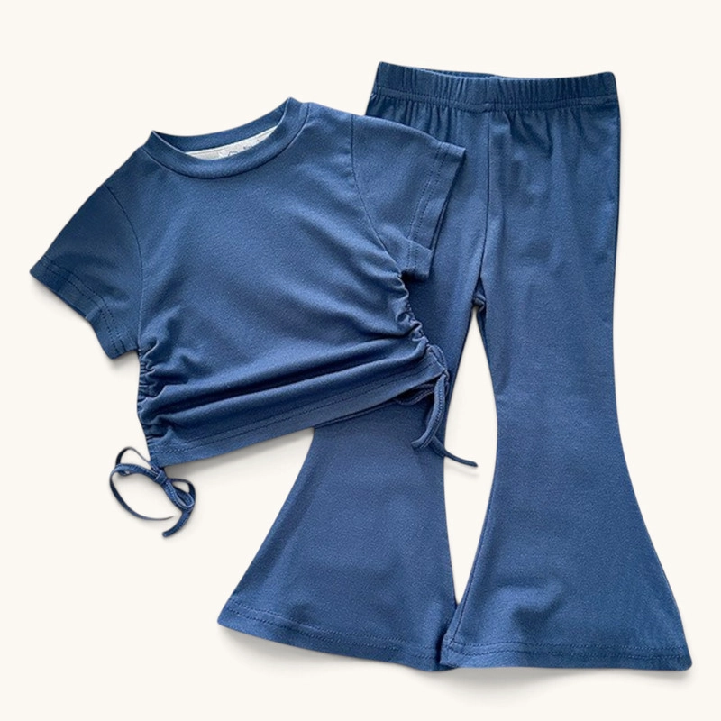CONJUNTO DE POLERA + PANTALON DE PATA ANCHA PARA NIÑAS PRIMAVERA VERANO - 1