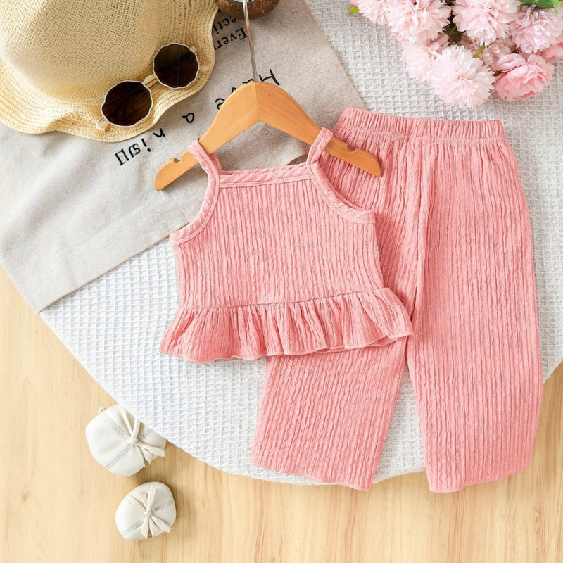 CONJUNTO DE TOP CON TIRANTES + PANTALON PARA NIÑAS PRIMAVERA VERANO - 5
