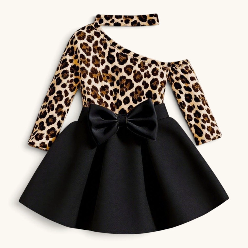 CONJUNTO DE POLERA DE ANIMAL PRINT + FALDA PARA NIÑAS PRIMAVERA VERANO - 1