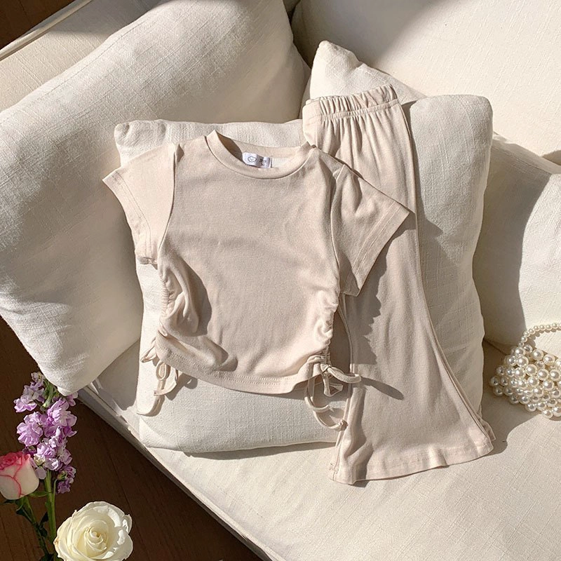 CONJUNTO DE POLERA + PANTALON DE PATA ANCHA PARA NIÑAS PRIMAVERA VERANO - 2
