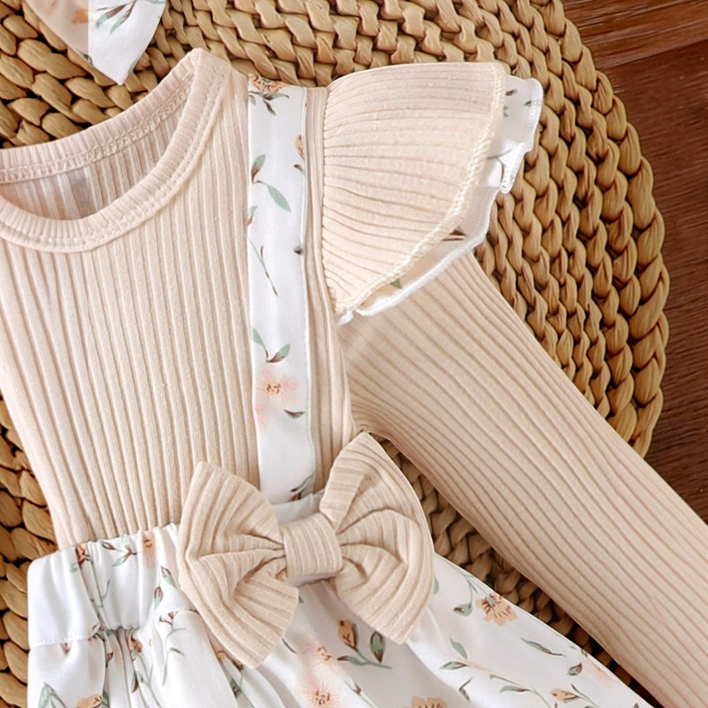 CONJUNTO DE BODY VESTIDO MANGA LARGA + DIADEMA PARA NIÑAS PRIMAVERA VERANO - 6