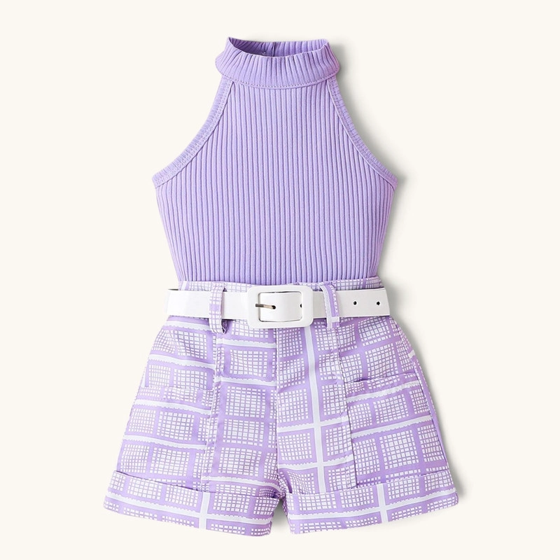 CONJUNTO DE POLERA MANGA CORTA + SHORT PARA NIÑAS PRIMAVERA VERANO - 1