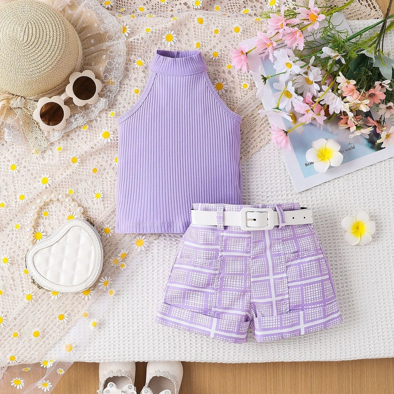 CONJUNTO DE POLERA MANGA CORTA + SHORT PARA NIÑAS PRIMAVERA VERANO - 7