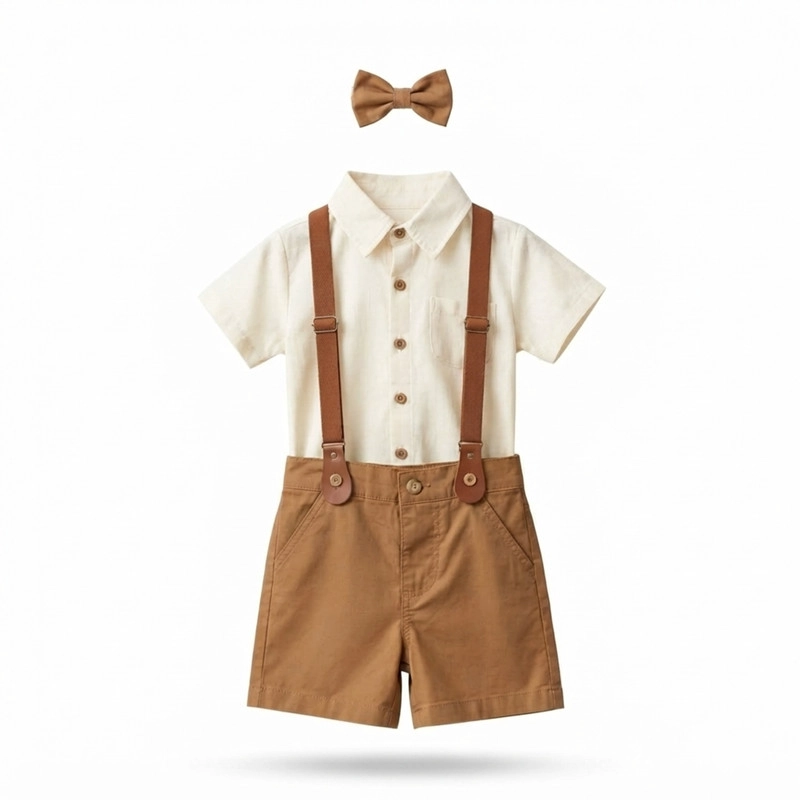 CONJUNTO DE POLERA Y SHORT CON SUSPENSOR + HUMITA PARA NIÑO - 4
