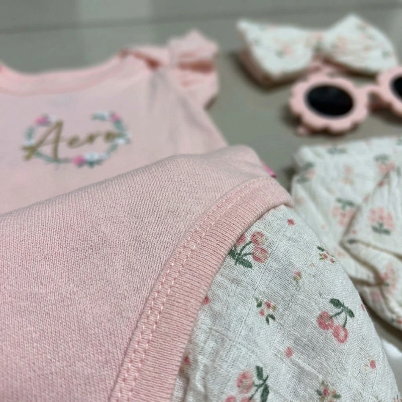 CONJUNTO DE 4 PRENDAS PARA NIÑA BODY Y CALZON + DIADEMA Y LENTES PRIMAVERA VERANO - 4