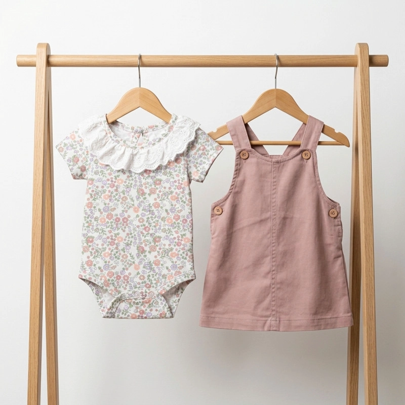 CONJUNTO DE JARDINERA Y BODY PARA NIÑAS 2 PRENDAS - 1