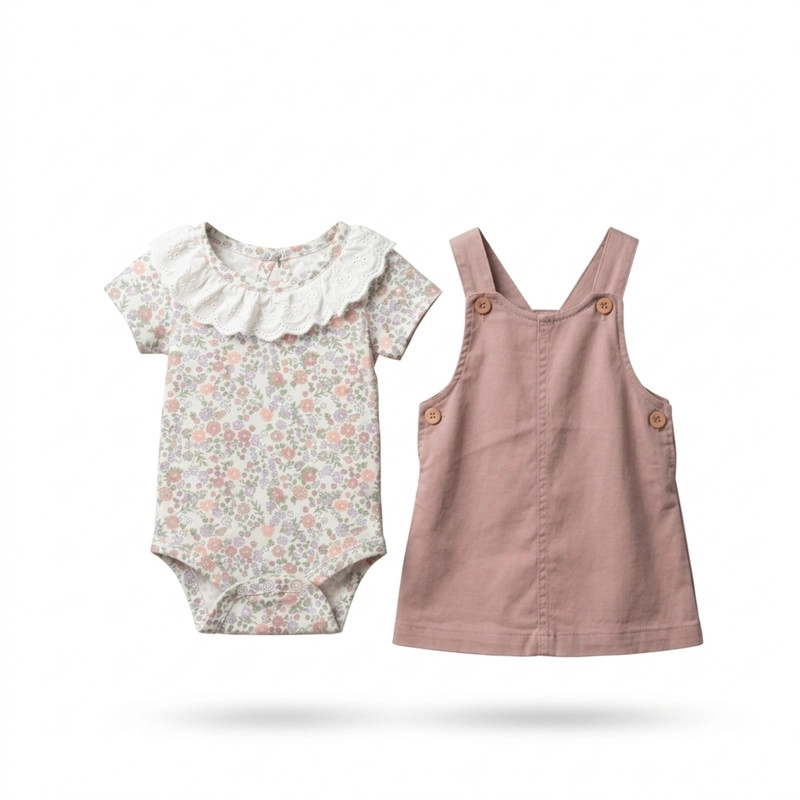 CONJUNTO DE JARDINERA Y BODY PARA NIÑAS 2 PRENDAS - 3