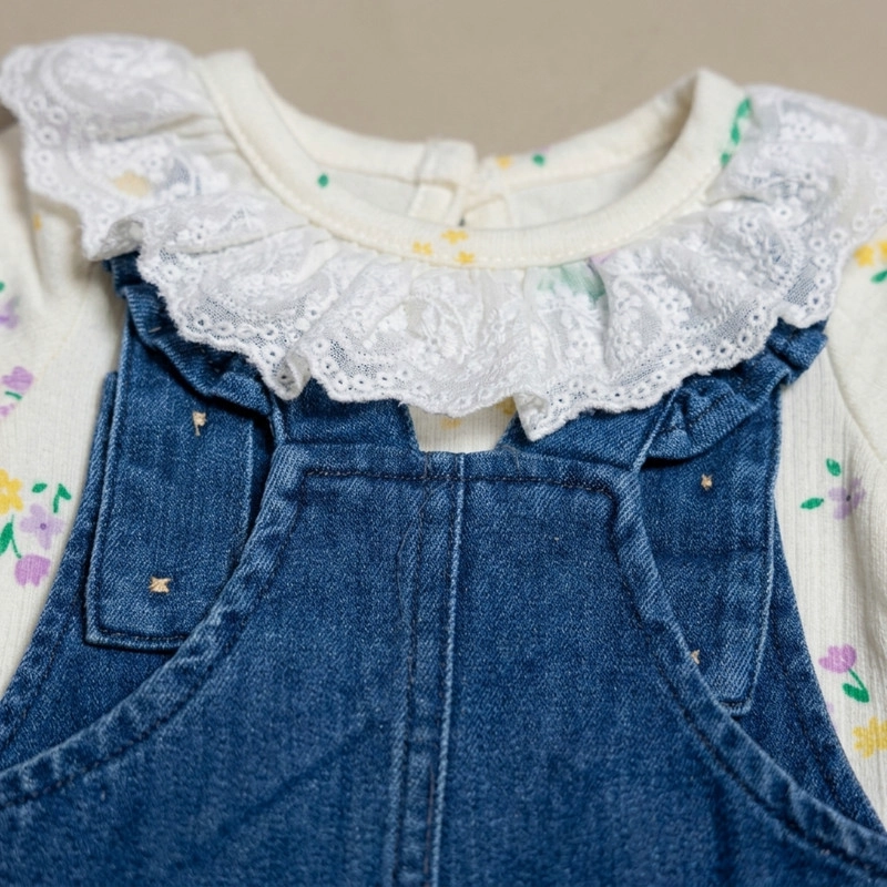 CONJUNTO DE JARDINERA Y BODY PARA NIÑAS 2 PRENDAS - 3