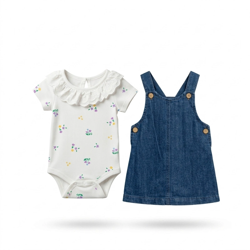 CONJUNTO DE JARDINERA Y BODY PARA NIÑAS 2 PRENDAS - 4