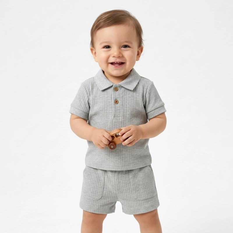 CONJUNTO PARA NIÑO DE POLERA Y SHORT ALGODON PRIMAVERA VERANO - 1