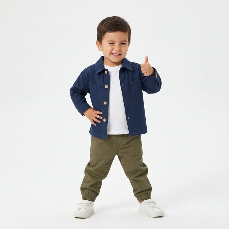 CONJUNTO CASUAL DE POLERA Y PANTALON + CHAQUETA DENIM PARA NIÑO - 1