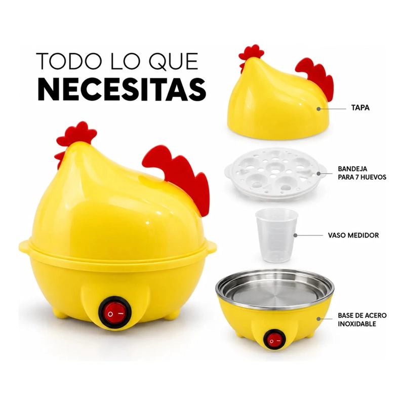MAQUINA COCEDOR HUEVOS DUROS A VAPOR 7 HUEVOS FORMA GALLINA - 2