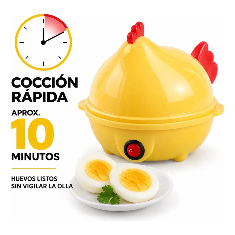 MAQUINA COCEDOR HUEVOS DUROS A VAPOR 7 HUEVOS FORMA GALLINA - 3