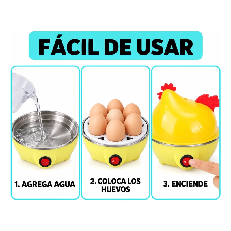 MAQUINA COCEDOR HUEVOS DUROS A VAPOR 7 HUEVOS FORMA GALLINA - 6