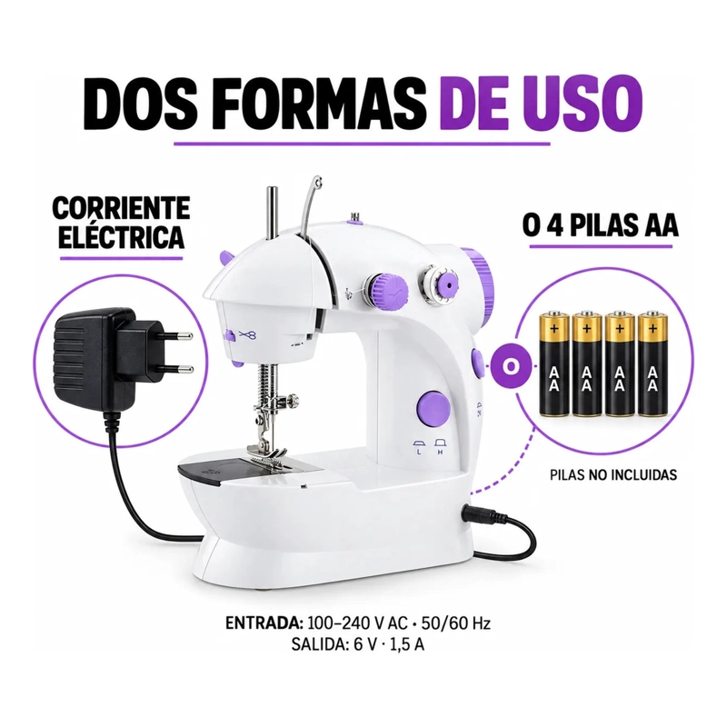 MINI MAQUINA DE COSER PORTATIL ELECTRICA CON PEDAL USO HOGAR - 4