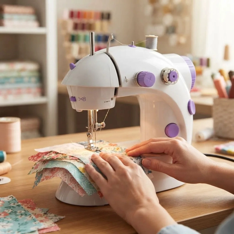 MINI MAQUINA DE COSER PORTATIL ELECTRICA CON PEDAL USO HOGAR - 6