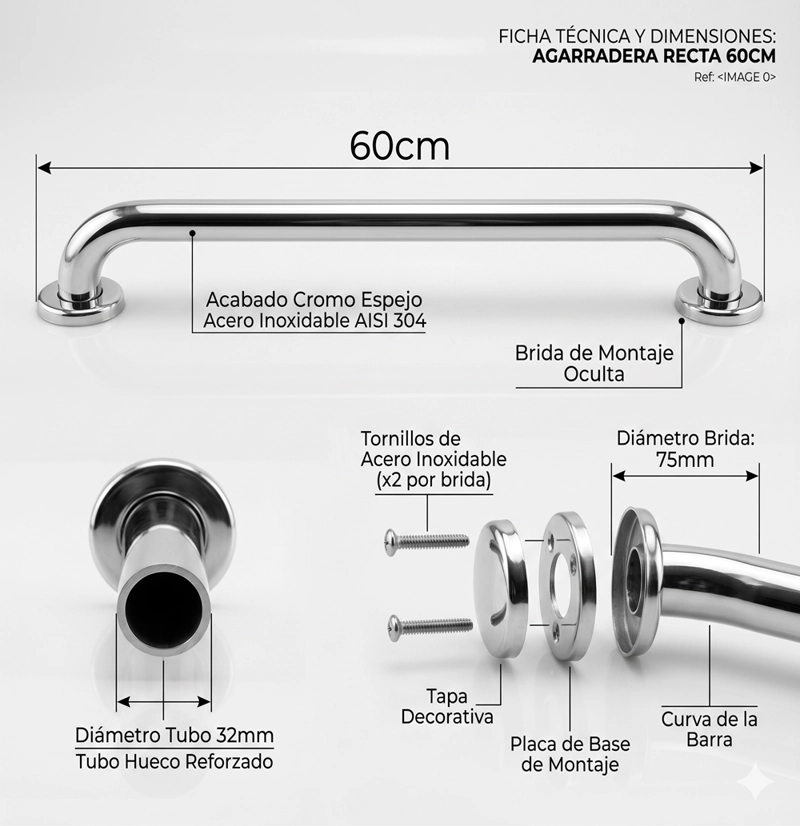 BARRA DE SEGURIDAD RECTA – 60 CM. - 2