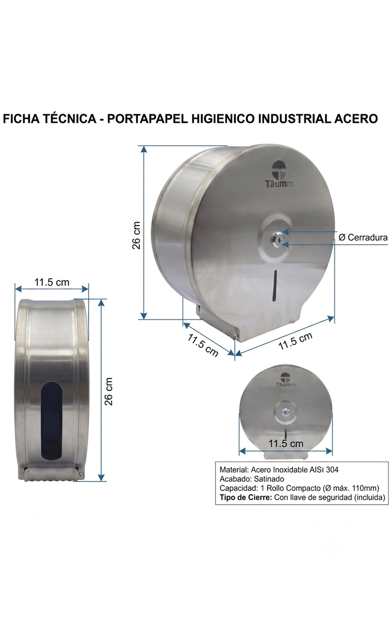 PORTA PAPEL HIGIE NICO INDUSTRIAL ACERO - 2