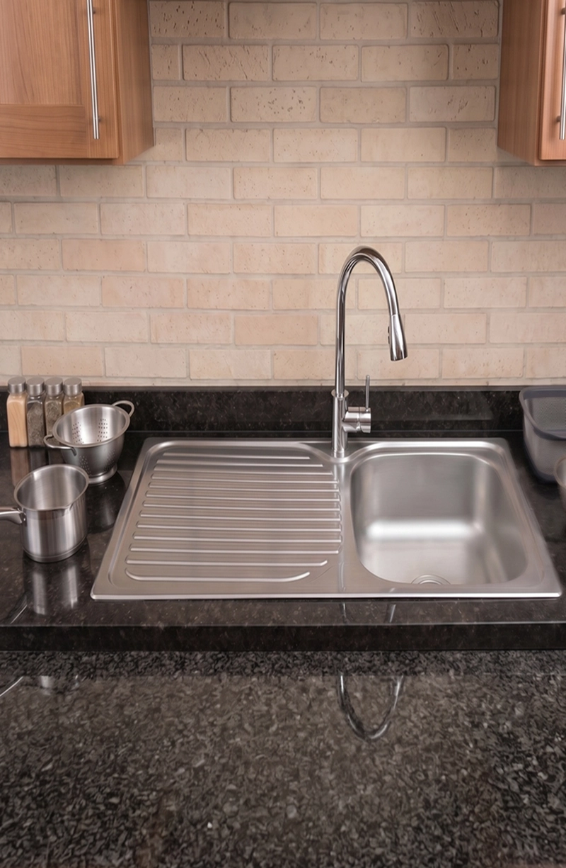 LAVAPLATO SIMPLE 100X44 SOBREPONER SECADOR IZQUIERDO, ACERO INOX. - 1