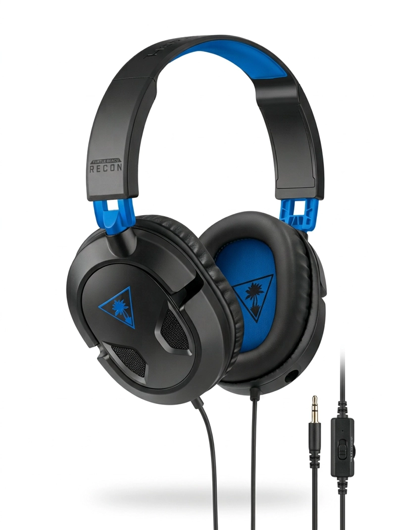 AUDIFONOS GAMER TURTLE BEACH RECON 50P NEGRO AZUL MULTIPLATAFORMA - 1