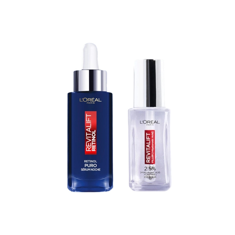 PACK LOREAL PARIS REVITALIFT SERUM DE OJOS ACIDO HIALURONICO 20 ML + SERUM RETINOL PURO 30 ML - 1