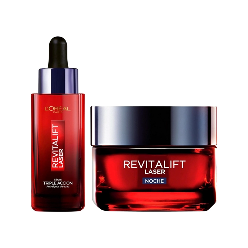 PACK LOREAL PARIS REVITALIFT LASER SERUM TRI-PEPTIDES 30 ML + CREMA DE NOCHE X3 CICA 50 ML - 1