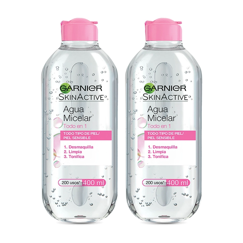 PACK 2 UNIDADES GARNIER SKINACTIVE AGUA MICELAR CLASICA 400 ML DESMAQUILLANTE TODO EN 1 - 1