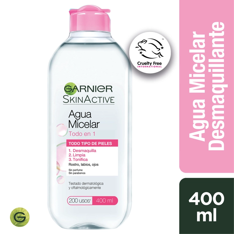 PACK 2 UNIDADES GARNIER SKINACTIVE AGUA MICELAR CLASICA 400 ML DESMAQUILLANTE TODO EN 1 - 2