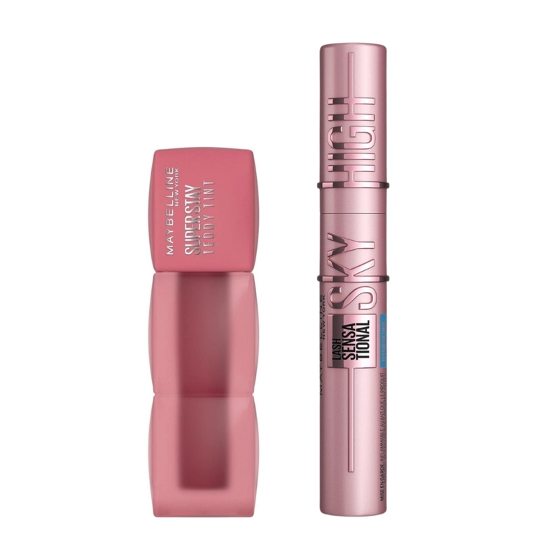 PACK MAYBELLINE MASCARA DE PESTANAS SKY HIGH WATERPROOF + TINTA LABIAL TEDDY TINT 55 - 1