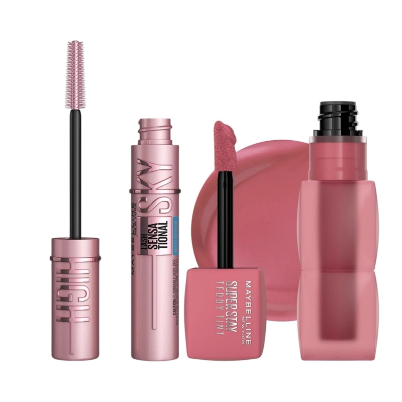 PACK MAYBELLINE MASCARA DE PESTANAS SKY HIGH WATERPROOF + TINTA LABIAL TEDDY TINT 55 - 2