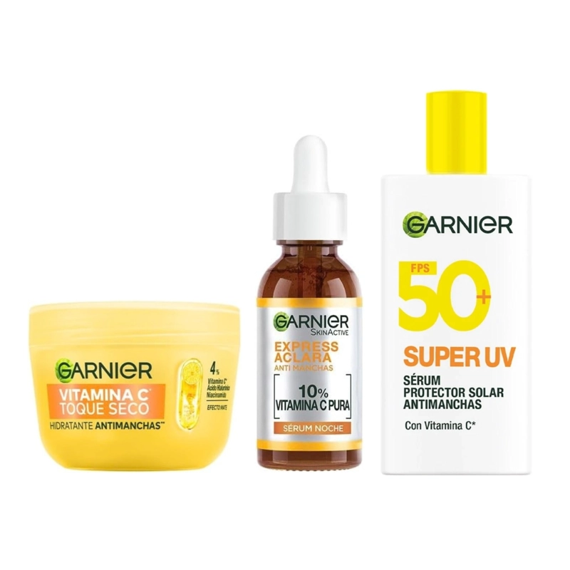 PACK GARNIER VITAMINA C HIDRATANTE TOQUE SECO + SERUM DE NOCHE + SERUM UV PROTECTOR - 1