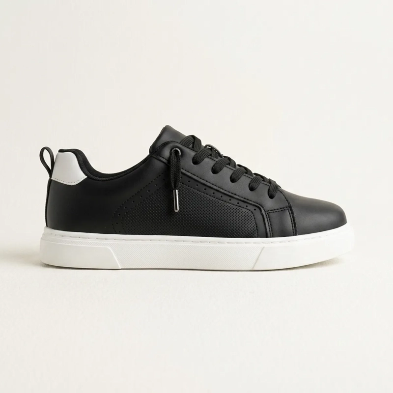 ZAPATILLA SNEAKER NEGRO Y BLANCO HOMBRE PERFORADO - 1