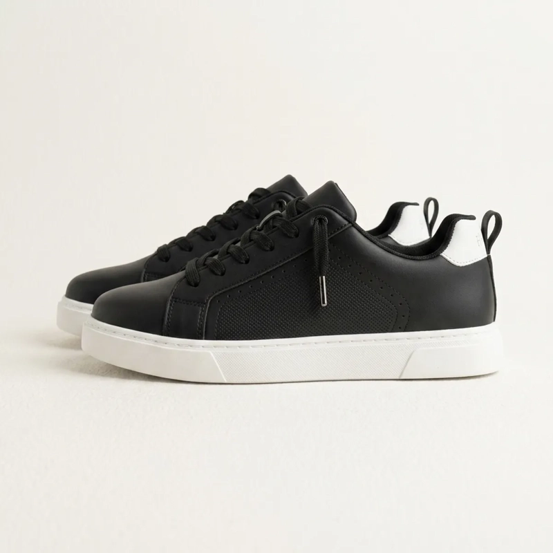 ZAPATILLA SNEAKER NEGRO Y BLANCO HOMBRE PERFORADO - 2