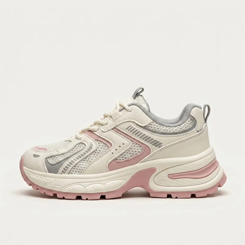 ZAPATILLA DEPORTIVA MUJER CHUNKY ROSA BLANCO SUELA GRUESA - 1