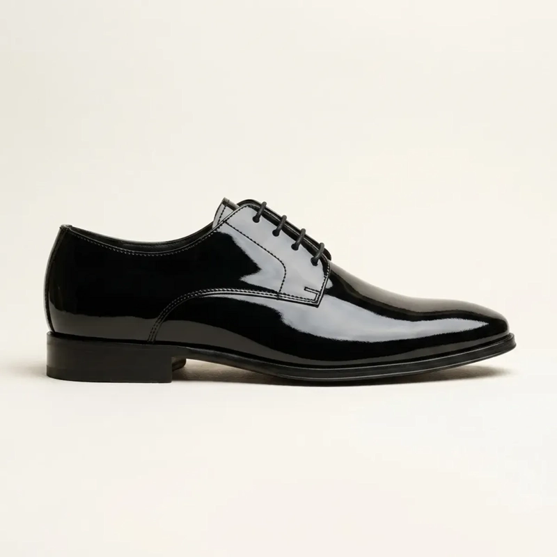 ZAPATO DERBY DE CHAROL HOMBRE FORMAL ELEGANTE NEGRO - 1