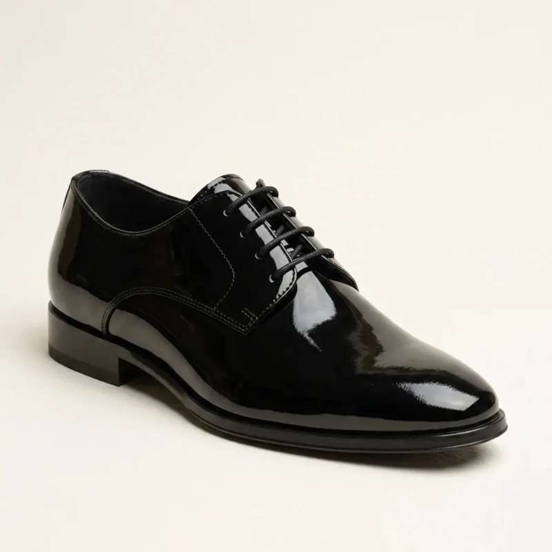 ZAPATO DERBY DE CHAROL HOMBRE FORMAL ELEGANTE NEGRO - 2
