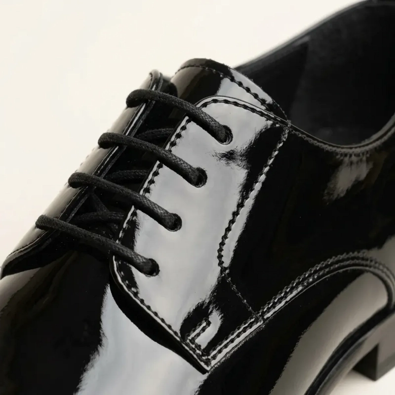 ZAPATO DERBY DE CHAROL HOMBRE FORMAL ELEGANTE NEGRO - 3