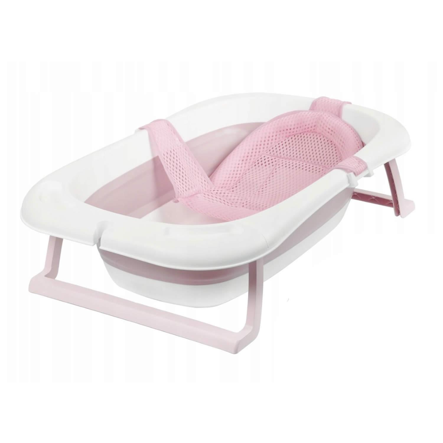 TINA BAÑERA PLEGABLE BEBÉ ANTIDESLIZANTE + MALLA ROSA - 1
