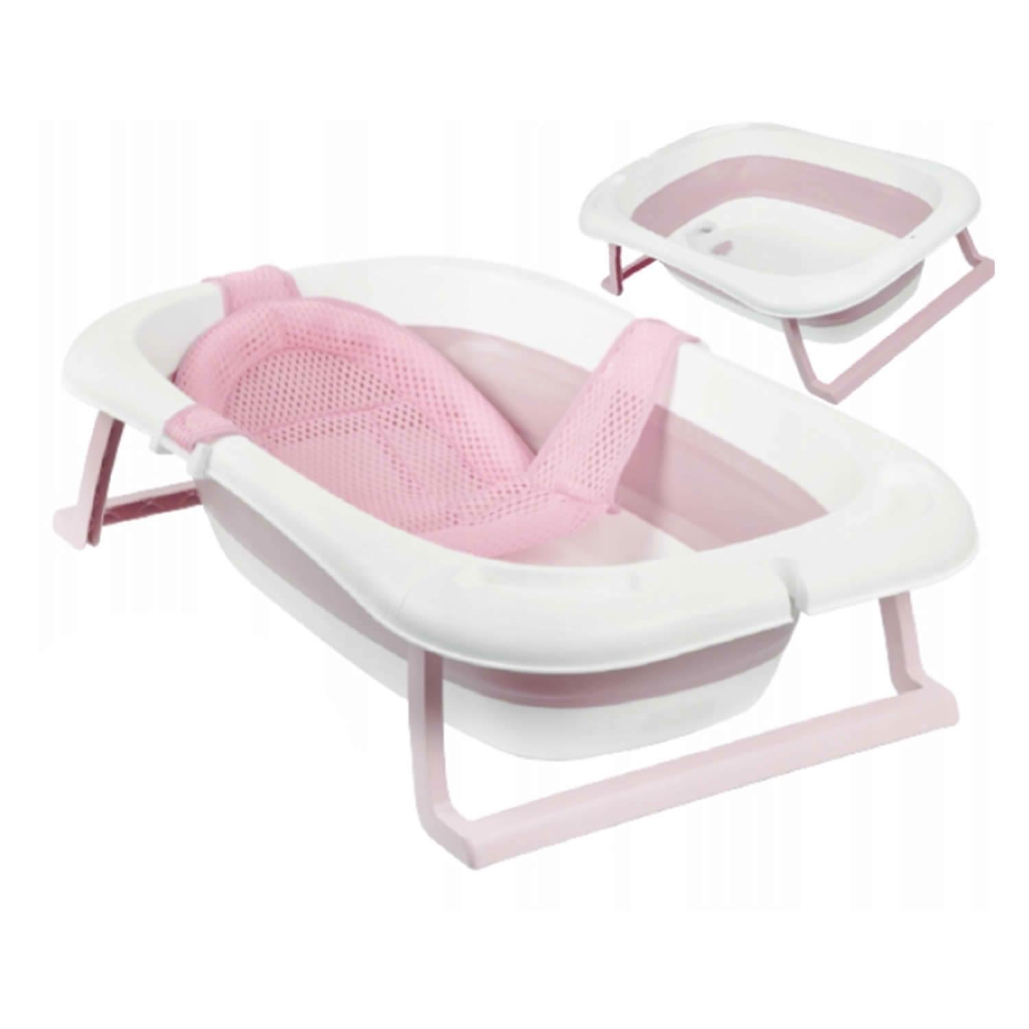 TINA BAÑERA PLEGABLE BEBÉ ANTIDESLIZANTE + MALLA ROSA - 2