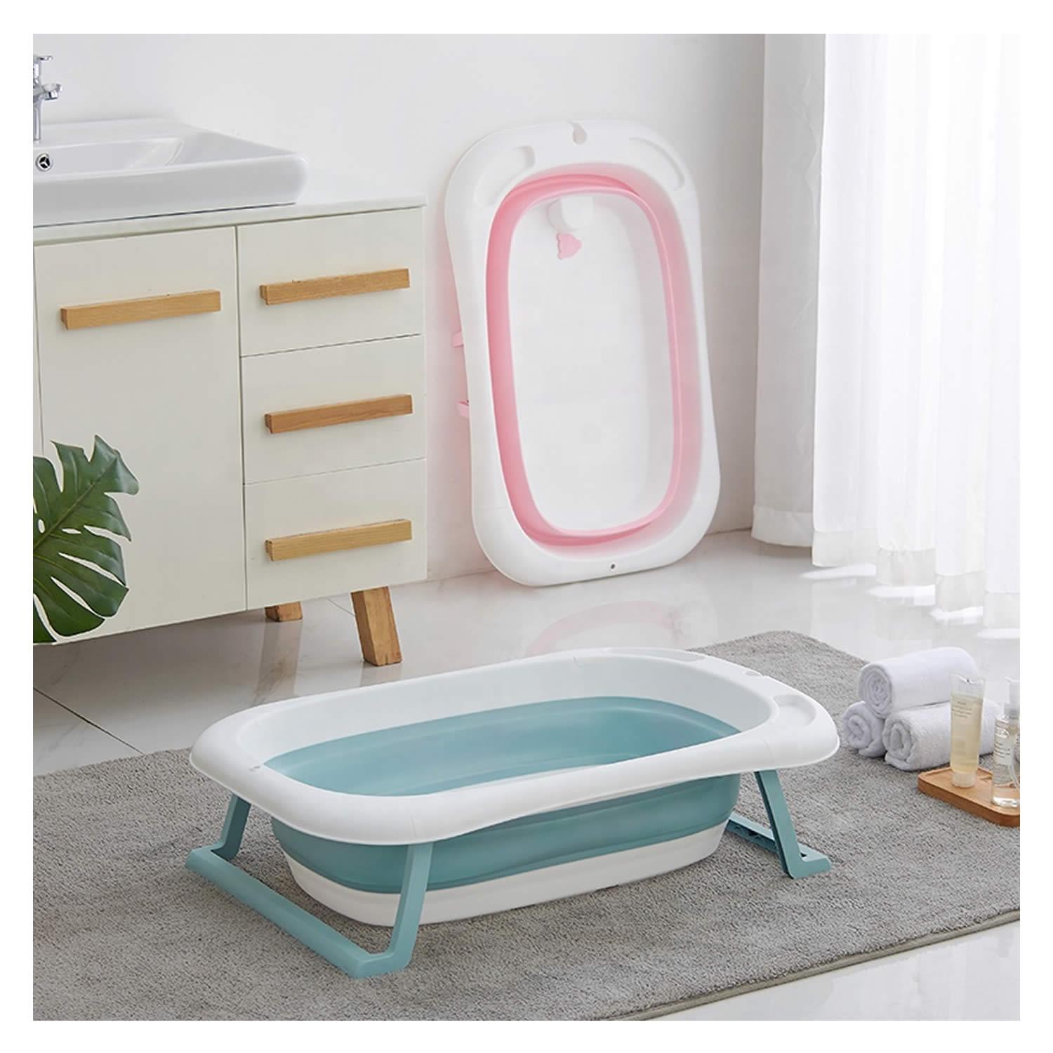 TINA BAÑERA PLEGABLE BEBÉ ANTIDESLIZANTE + MALLA ROSA - 3