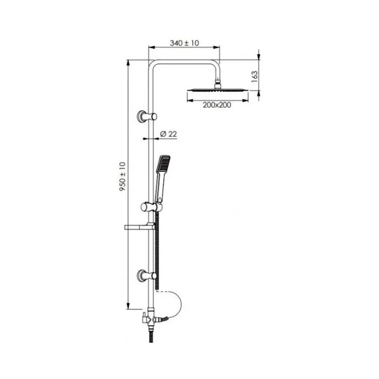 COLUMNA DE DUCHA DE TODO Y MÁS CUADRADA MODERNA TINA CON LLAVE DE PASO - 3