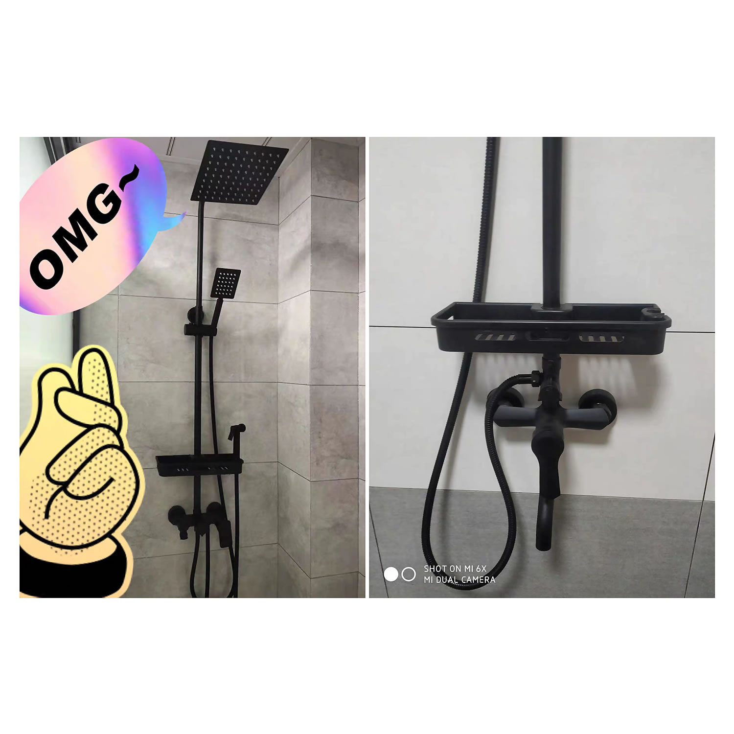 COLUMNA TINA DUCHA DE TODO Y MÁS CUADRADA NEGRA LLAVE MONOMANDO MODERNA - 6